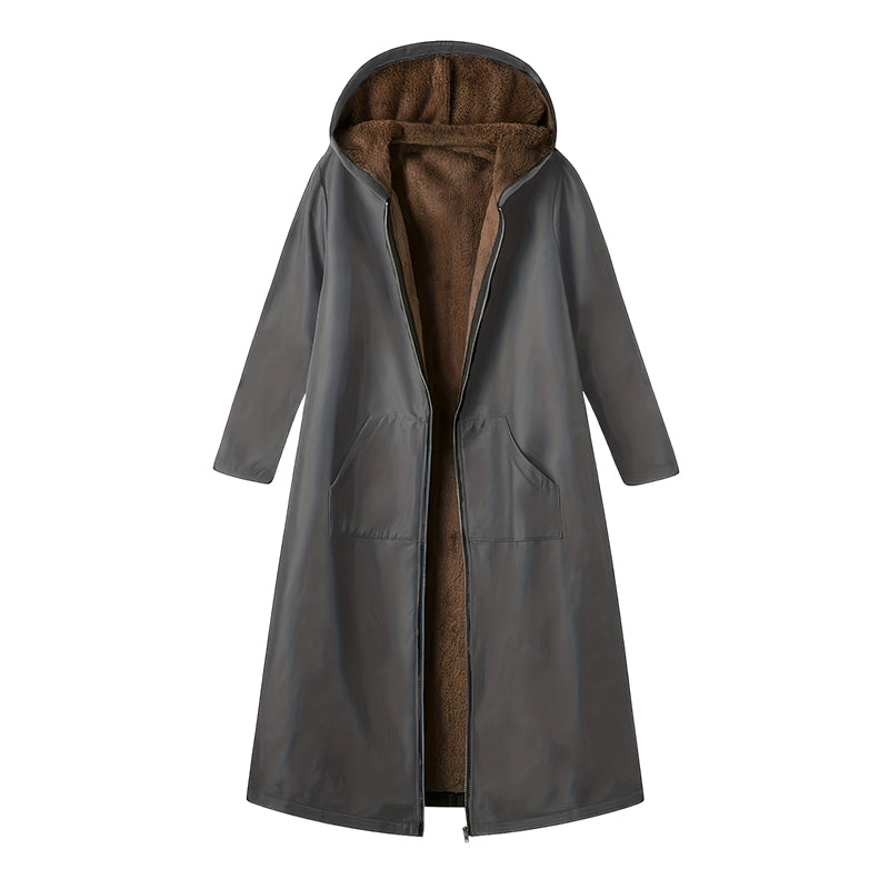 Godt nytår! 🎊⏰ Lang vintageparka til kvinder med behageligt for og hætte.