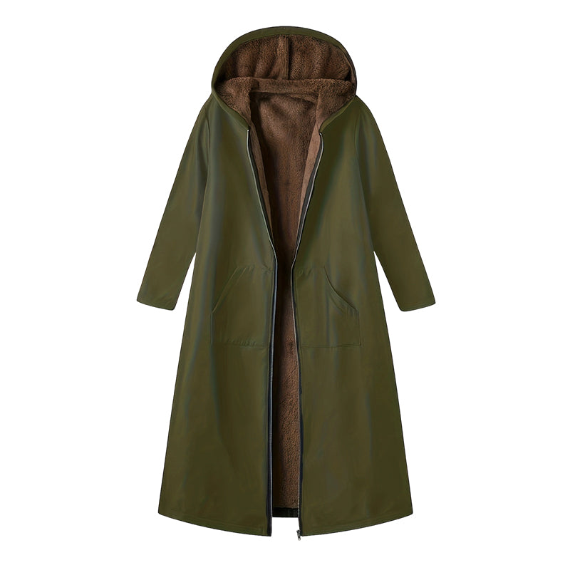 Godt nytår! 🎊⏰ Lang vintageparka til kvinder med behageligt for og hætte.