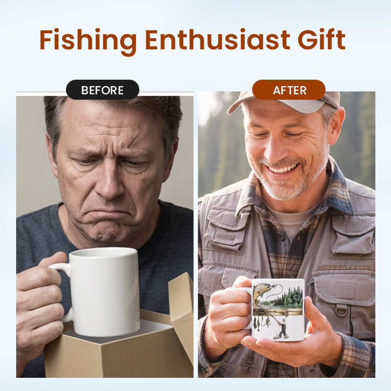 Keramisk kaffekop med fisketem