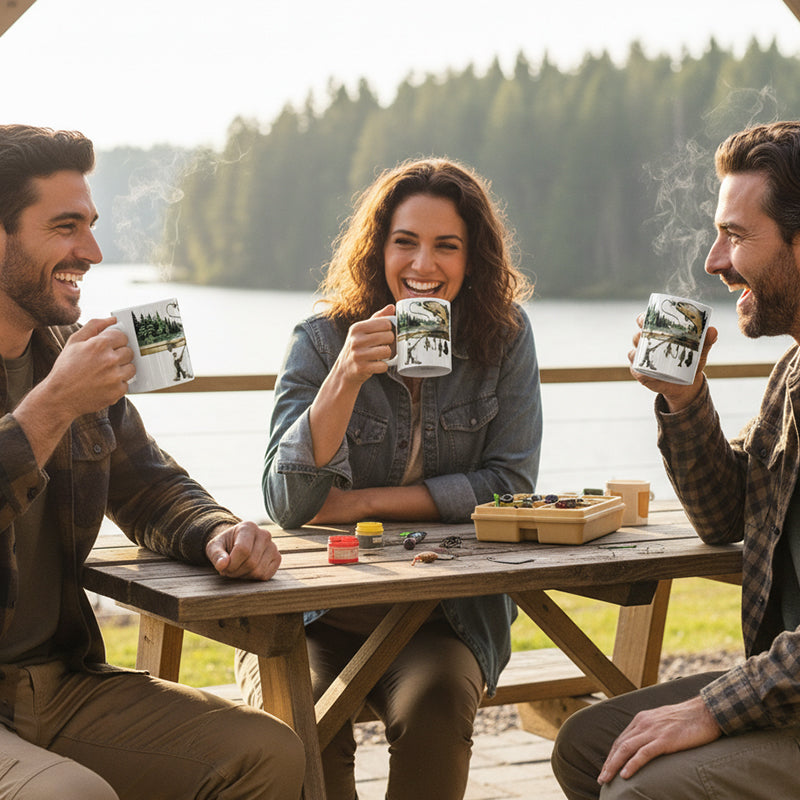 Keramisk kaffekop med fisketem