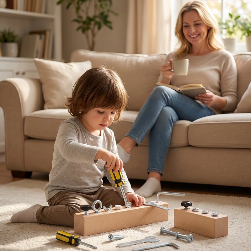 Montessori trælegetøj med skruebræt