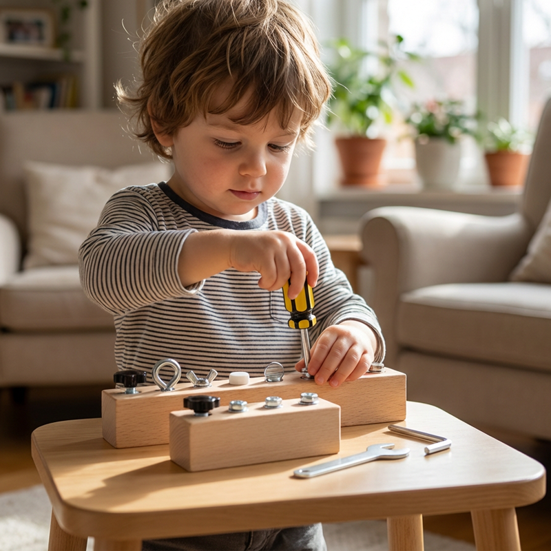 Montessori trælegetøj med skruebræt