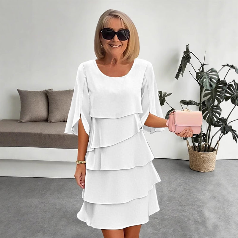 🎁 Elegant kjole med lagdelte flæseærmer til kvinder – ubesværet stil til enhver lejlighed 💃