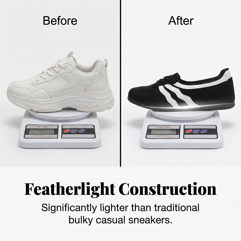 Retro-sneakers med snørebånd og bølgestriber til kvinder
