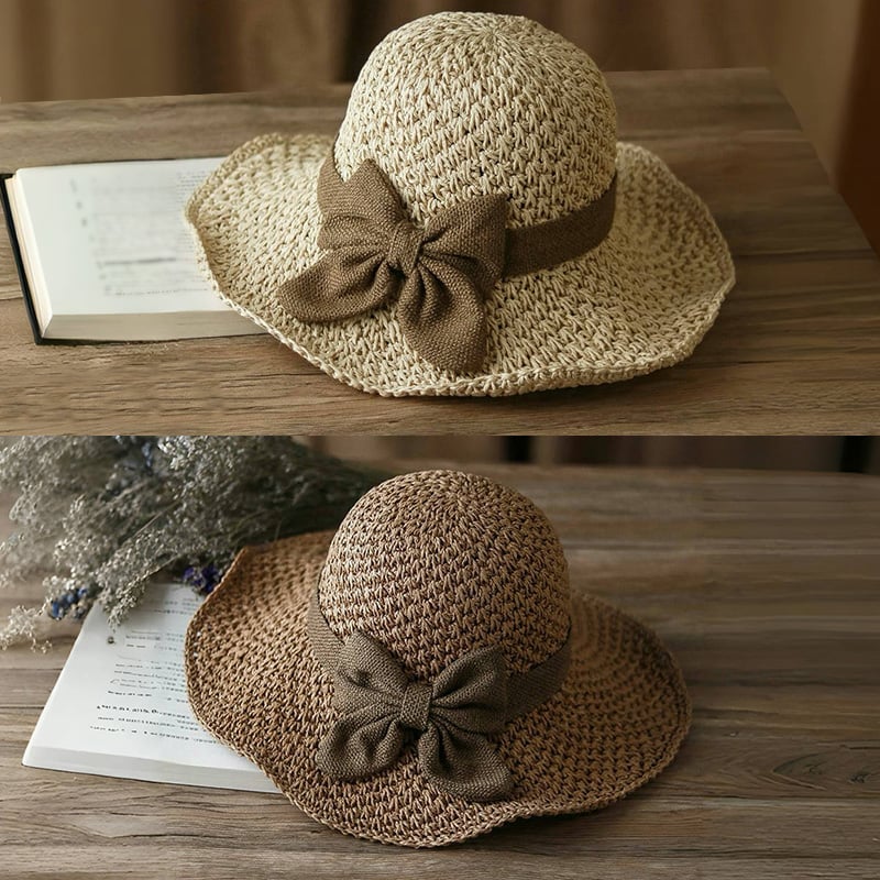 🎀 50 % RABATT 👒 | Halmhatt med retrorosett – hopfällbar och luftig för sommaren