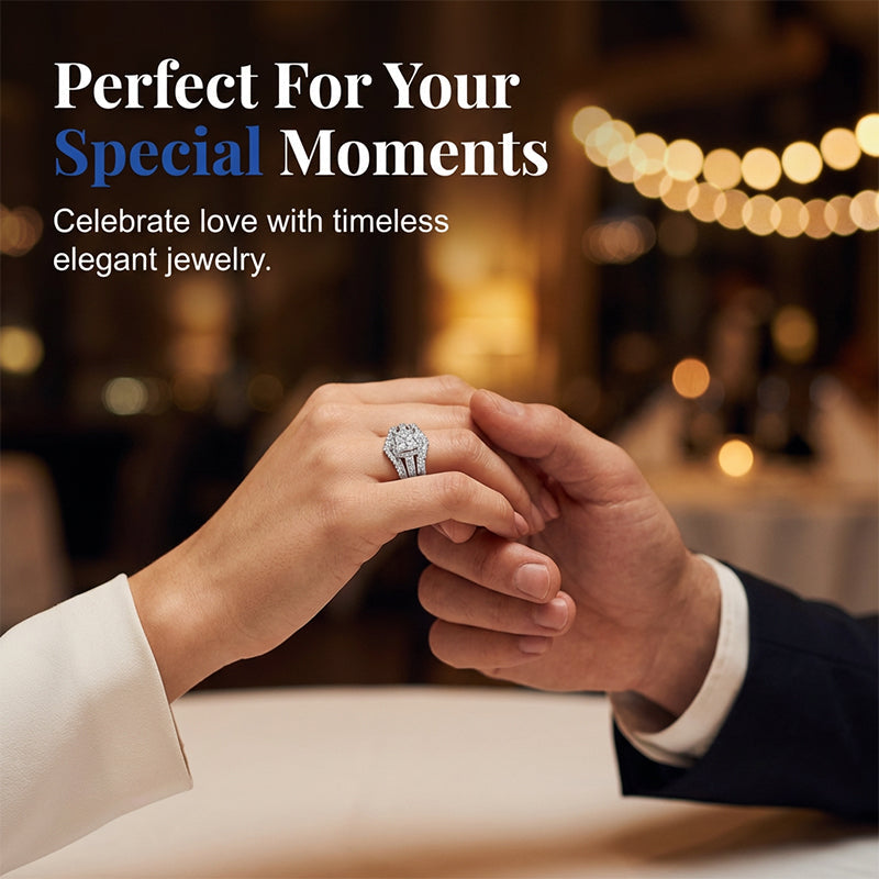 💍 BEGRÆNSET TID: 50 % RABAT! 💥 Dame-ring med prinsesseslebet cubic zirconia – pavé-indfatning, flerlags ring, glitrende ✨