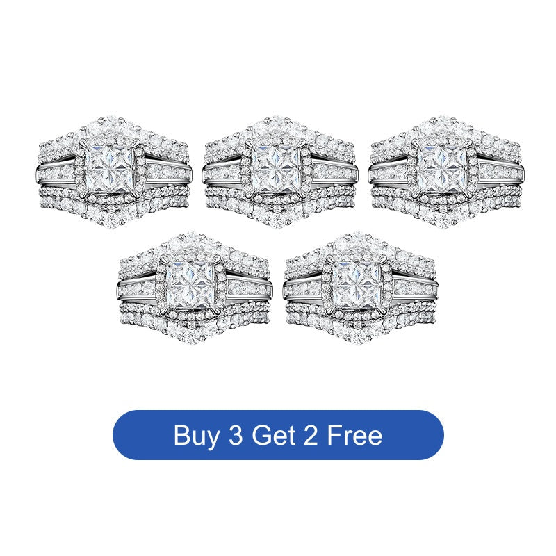 💍 BEGRÆNSET TID: 50 % RABAT! 💥 Dame-ring med prinsesseslebet cubic zirconia – pavé-indfatning, flerlags ring, glitrende ✨