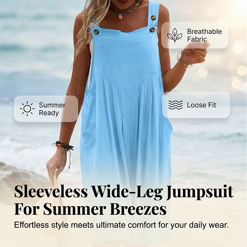Ærmeløs jumpsuit med brede ben til sommerbrisen