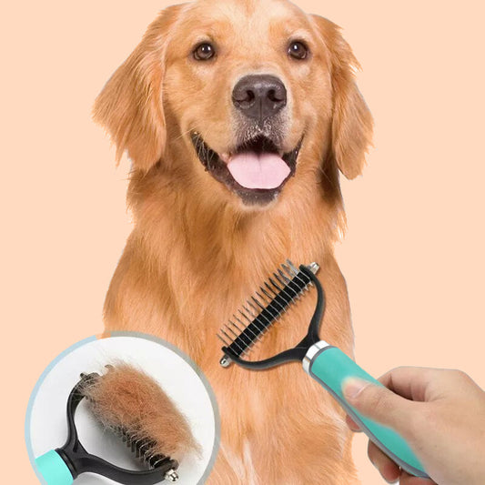 🐾 LYNTILBUD: 50 % RABAT! ✨ Dobbeltsidet børste til fjernelse af løse hår – dobbeltsidet, ergonomisk og skånsom til hunde og katte 🐶