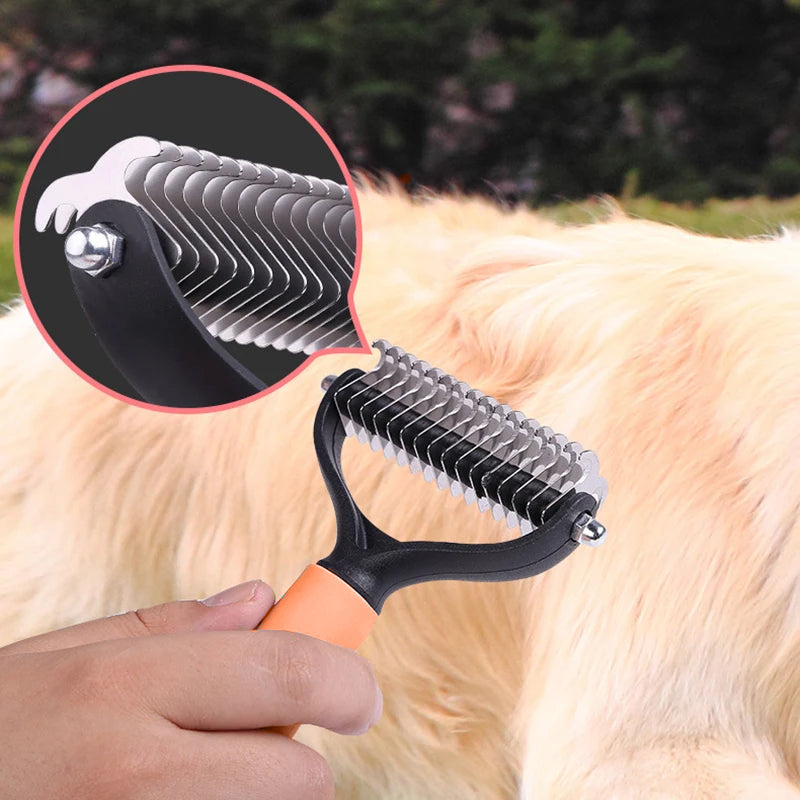 🐾 LYNTILBUD: 50 % RABAT! ✨ Dobbeltsidet børste til fjernelse af løse hår – dobbeltsidet, ergonomisk og skånsom til hunde og katte 🐶