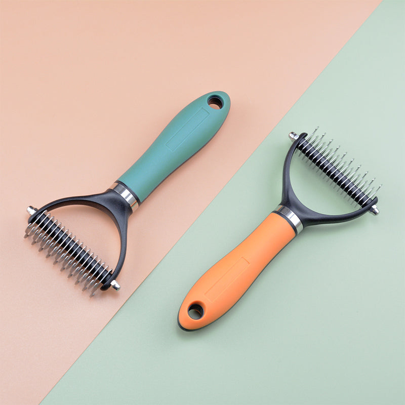 🐾 LYNTILBUD: 50 % RABAT! ✨ Dobbeltsidet børste til fjernelse af løse hår – dobbeltsidet, ergonomisk og skånsom til hunde og katte 🐶