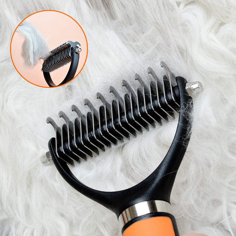 🐾 LYNTILBUD: 50 % RABAT! ✨ Dobbeltsidet børste til fjernelse af løse hår – dobbeltsidet, ergonomisk og skånsom til hunde og katte 🐶