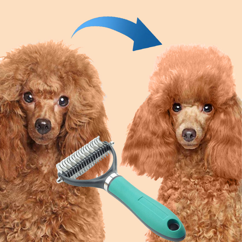 🐾 LYNTILBUD: 50 % RABAT! ✨ Dobbeltsidet børste til fjernelse af løse hår – dobbeltsidet, ergonomisk og skånsom til hunde og katte 🐶