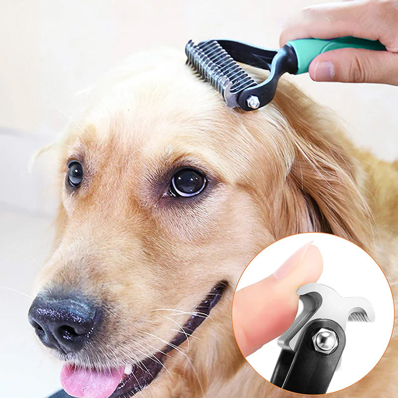 🐾 LYNTILBUD: 50 % RABAT! ✨ Dobbeltsidet børste til fjernelse af løse hår – dobbeltsidet, ergonomisk og skånsom til hunde og katte 🐶