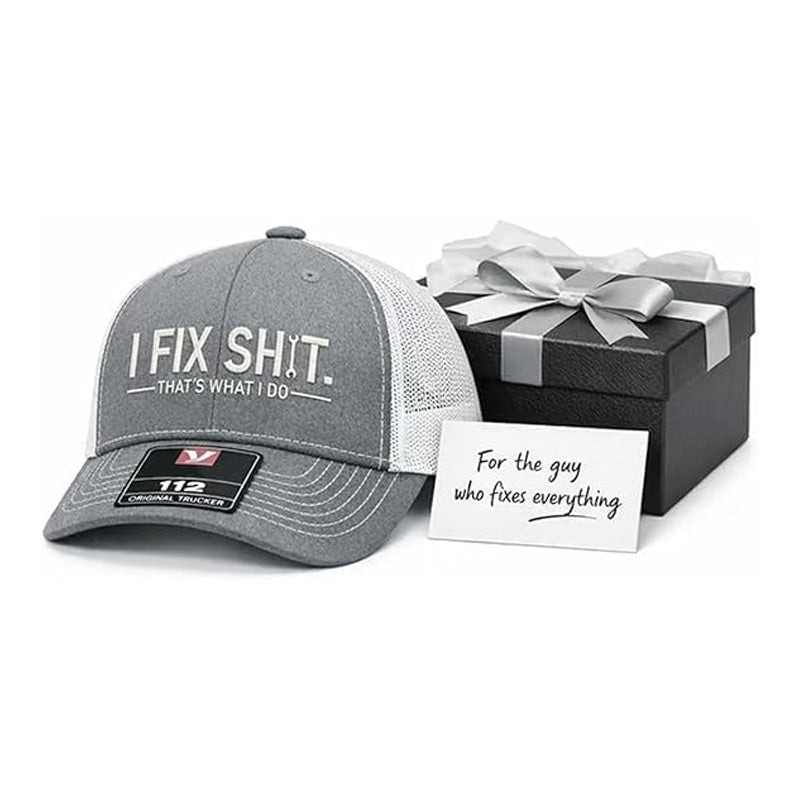🧢 BEGRÆNSET TILBUD: 50 % RABAT! ✨ "I Fix Shit"-broderet trucker-kasket – åndbart netmateriale, solbeskyttelse, en iøjnefaldende og humoristisk gave 🛠️