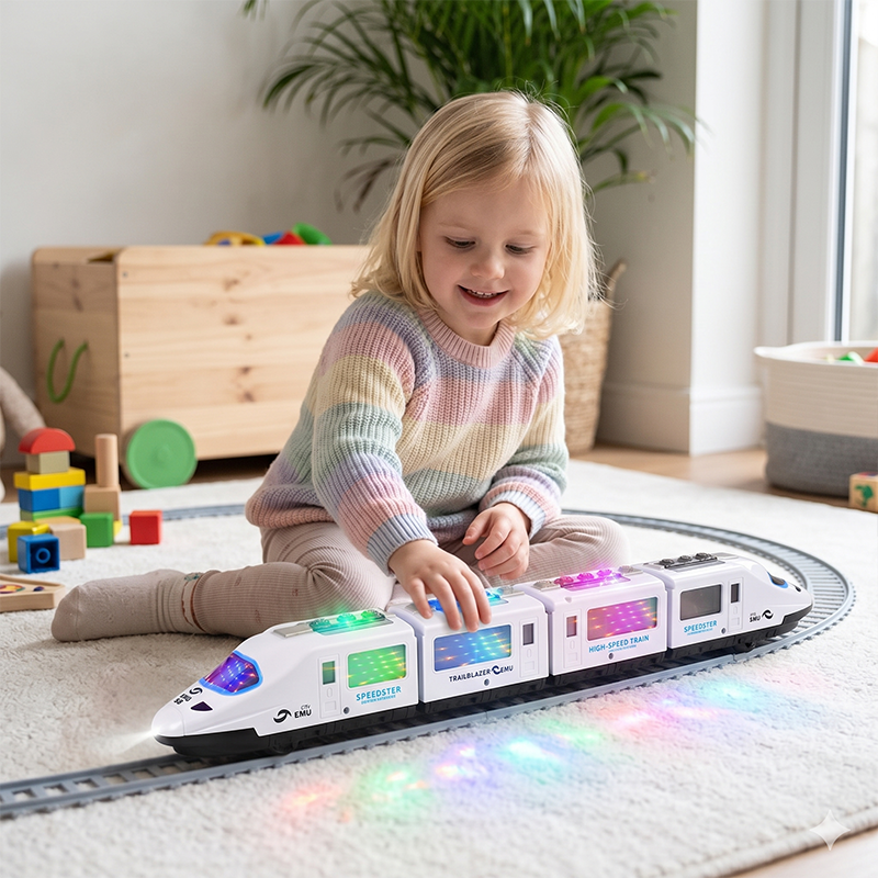 🚄 BEGRÆNSET TILBUD: 50 % RABAT! ✨ Elektrisk legetøjshøjhastighedstog – lyser op, kører af sig selv og spiller musik 🎵