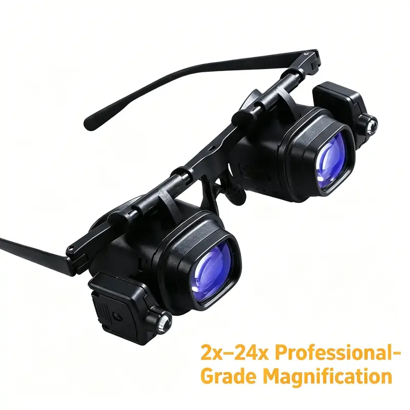 🔬✨ Præcisions-LED-forstørrelsesbriller – udskiftelige glas, dobbelt LED, håndfri 💡