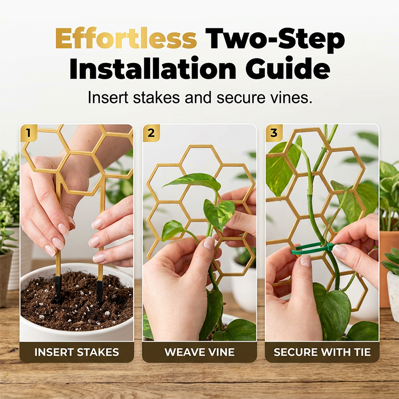 🌿 BEGRÆNSET TILBUD: 50 % RABAT! ✨ Plantegitter i bikubemønster – rustfrit, stabelbart, nemt at montere 🐝
