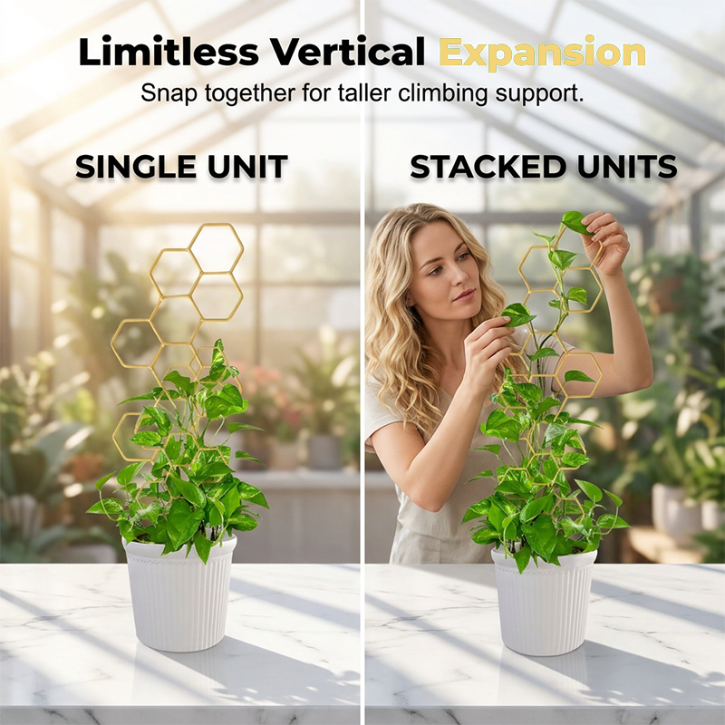🌿 BEGRÆNSET TILBUD: 50 % RABAT! ✨ Plantegitter i bikubemønster – rustfrit, stabelbart, nemt at montere 🐝