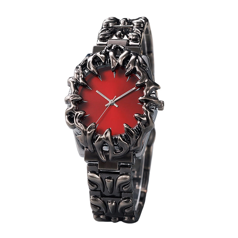 ⌚ 50 % RABAT I BEGRÆNSET PERIODE! ✨ Kreativt kvartsur til mænd i kloform – rød urskive, skulpturelt armbånd, i markant stil 🔥