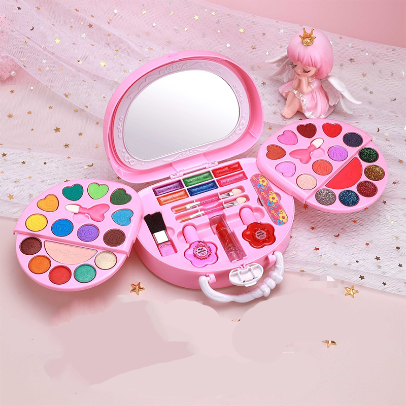 🎉 2026-udsalg — Over 26.000 solgt!💖 Vaskbart legetøjssæt med makeup til børn med en lyserød håndtaske 👛