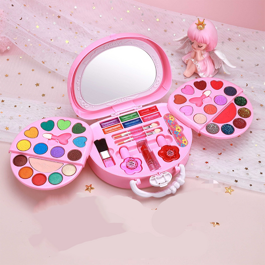 🎉 2026-udsalg — Over 26.000 solgt!💖 Vaskbart legetøjssæt med makeup til børn med en lyserød håndtaske 👛