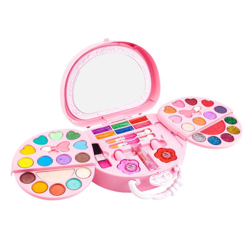 🎉 2026-udsalg — Over 26.000 solgt!💖 Vaskbart legetøjssæt med makeup til børn med en lyserød håndtaske 👛