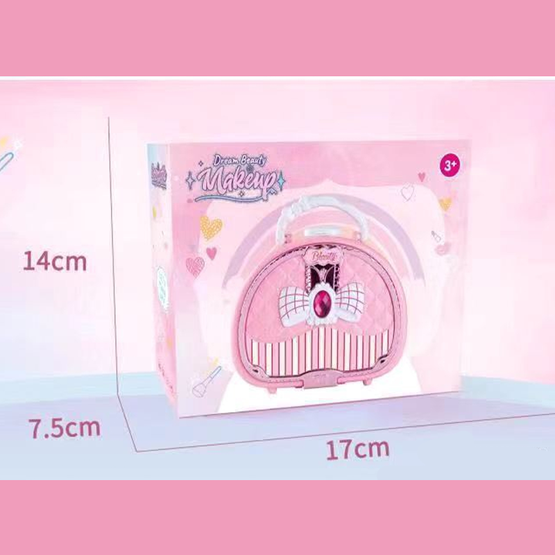 🎉 2026-udsalg — Over 26.000 solgt!💖 Vaskbart legetøjssæt med makeup til børn med en lyserød håndtaske 👛