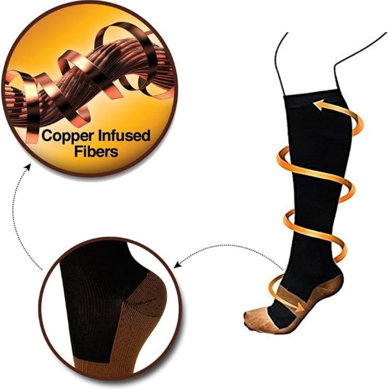 🧦 BEGRÆNSET TILBUD: 50 % RABAT! ⚡ Unisex-kompressionsstrømper med kobber og gradueret kompression – giver støtte, holder fødderne friske og passer til mange forskellige situationer ✨