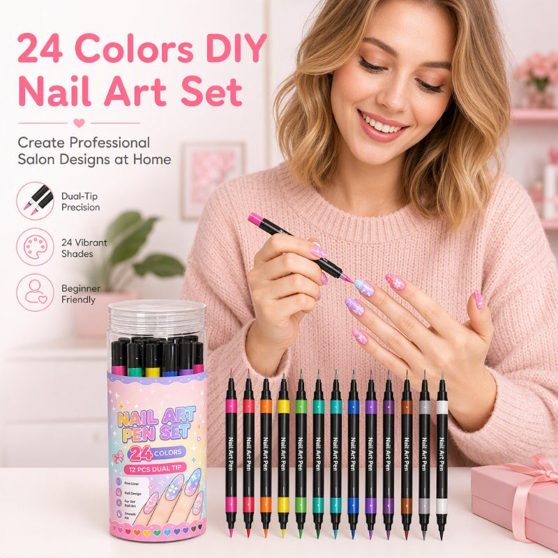 💅 NUR FÜR BEGRENZTE ZEIT: 50 % RABATT! 💥 24-teiliges Set mit doppelseitigen Nail-Art-Stiften – kreativ, in Salonqualität, einfach zum Selbermachen ✨