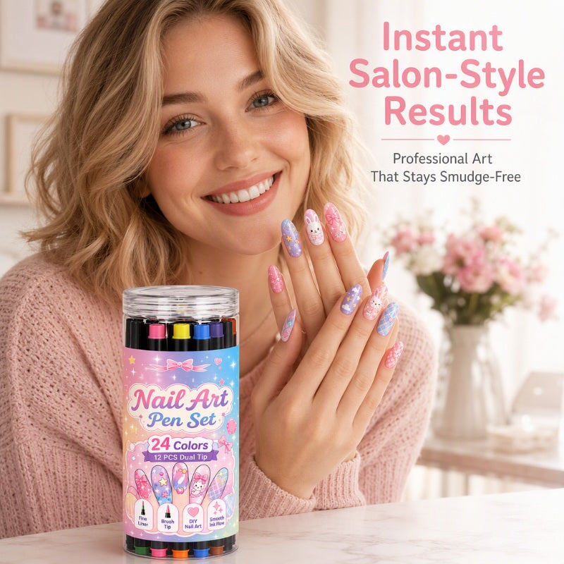💅 NUR FÜR BEGRENZTE ZEIT: 50 % RABATT! 💥 24-teiliges Set mit doppelseitigen Nail-Art-Stiften – kreativ, in Salonqualität, einfach zum Selbermachen ✨