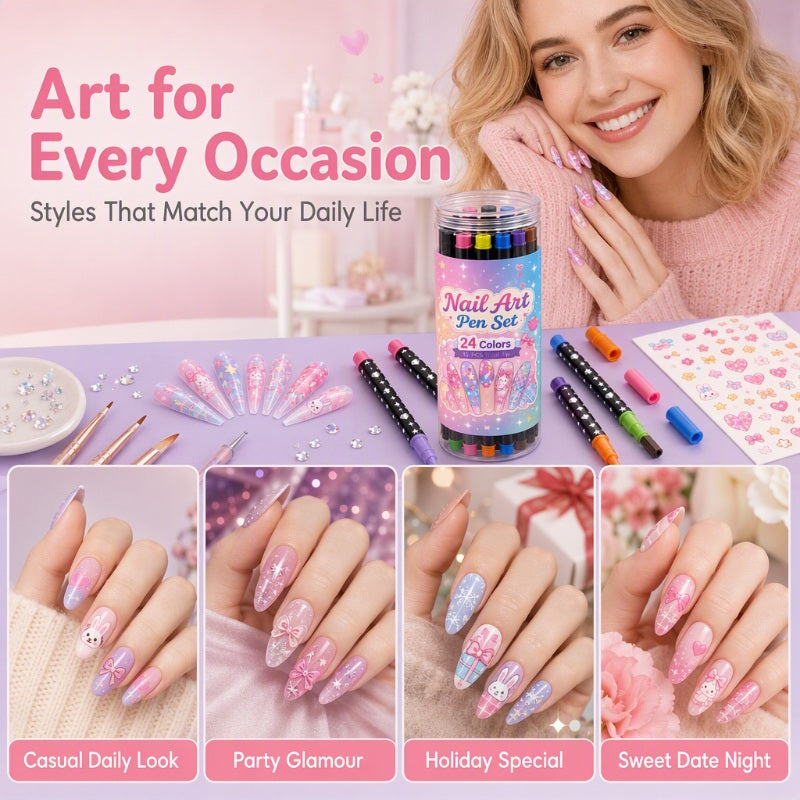 💅 NUR FÜR BEGRENZTE ZEIT: 50 % RABATT! 💥 24-teiliges Set mit doppelseitigen Nail-Art-Stiften – kreativ, in Salonqualität, einfach zum Selbermachen ✨