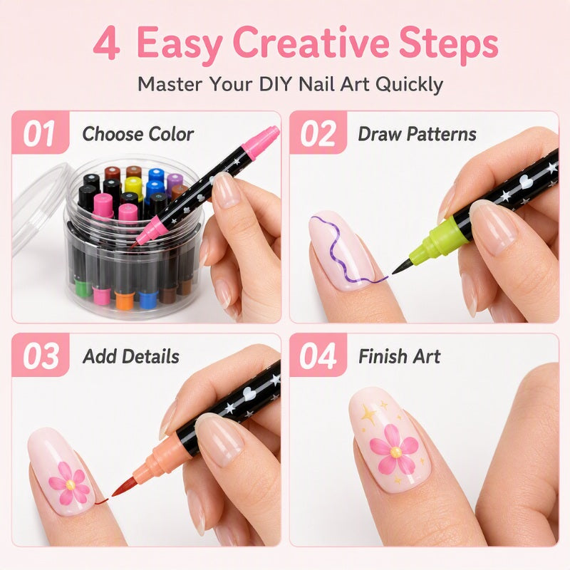 💅 NUR FÜR BEGRENZTE ZEIT: 50 % RABATT! 💥 24-teiliges Set mit doppelseitigen Nail-Art-Stiften – kreativ, in Salonqualität, einfach zum Selbermachen ✨