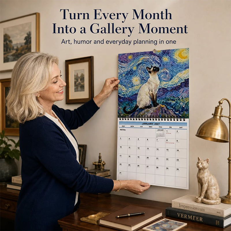 😸 BEGRÆNSET TID: 50 % RABAT! 💥 2027-kalender med sjove katte-memes – munter, dekorativ og klar til at give i gave ✨