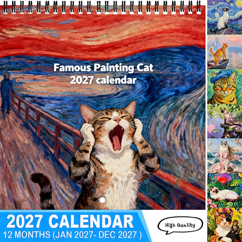 😸 BEGRÆNSET TID: 50 % RABAT! 💥 2027-kalender med sjove katte-memes – munter, dekorativ og klar til at give i gave ✨