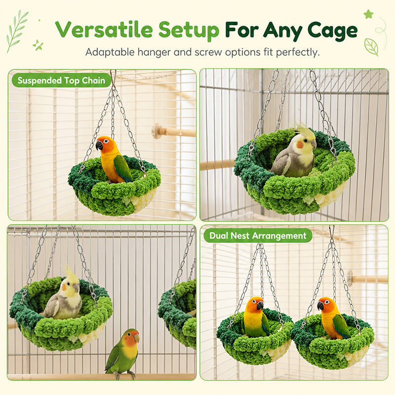 🐦 BEGRÆNSET TID: 50 % RABAT! 🧶 Varm vinterhængekøje til fugle – hyggelig, blød, til burindretning ✨