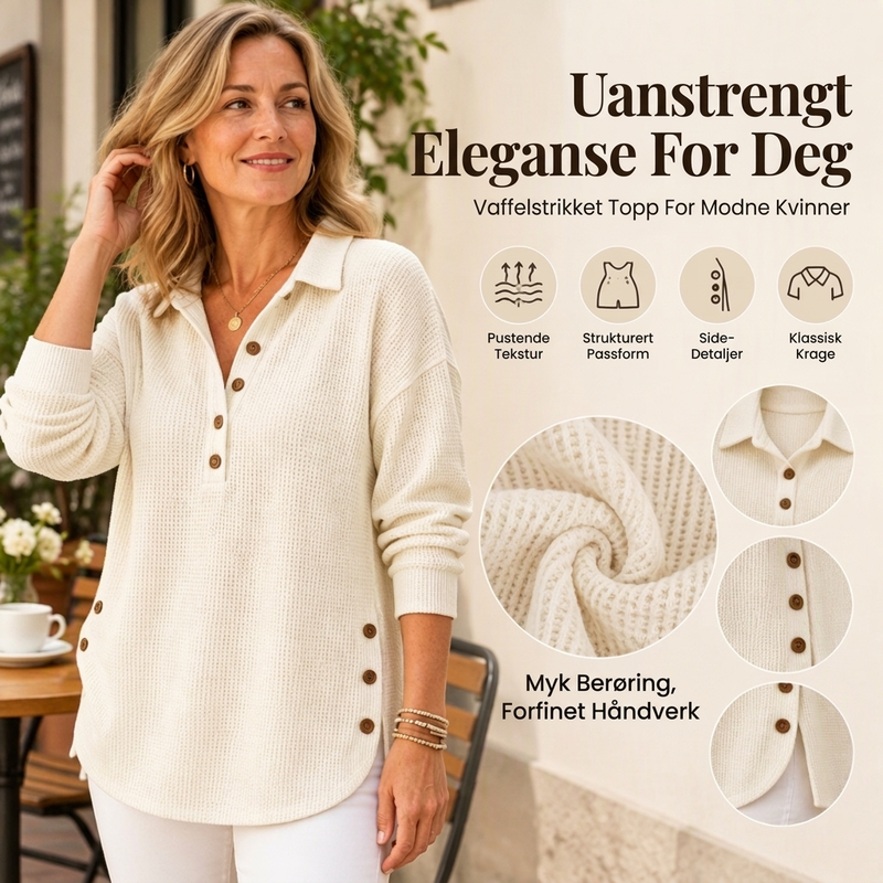 Langermet genser i vaffelstrikk for kvinner