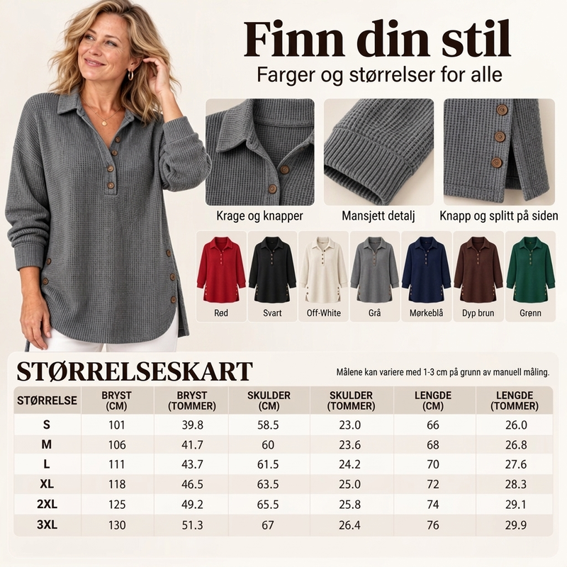 Langermet genser i vaffelstrikk for kvinner